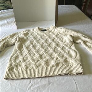 Abercrombie & Fitch Cream Crew Neck Cable Knit Sweater